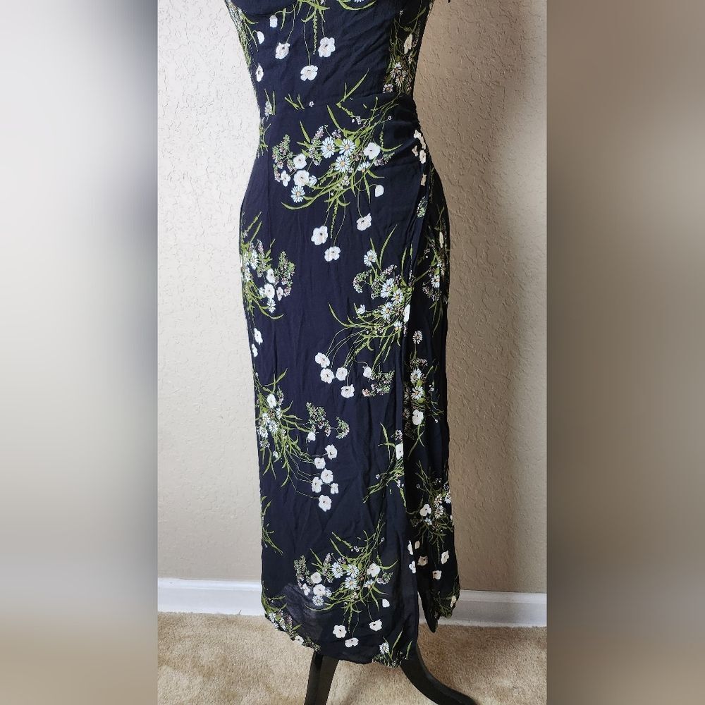 Reformation Kourtney Floral Print Midi Dress Black Size 4 - Picture 7 of 11